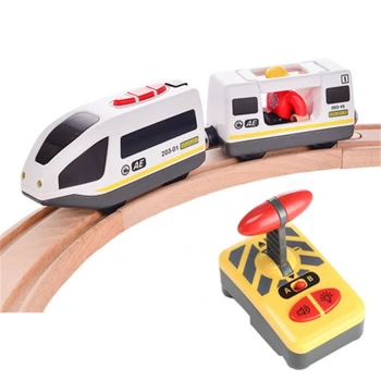 

Toys for Children Remote Control Electric Train Toy Magnetic Slot Compatible with Brio Wooden Track Car Toy Kids Gift