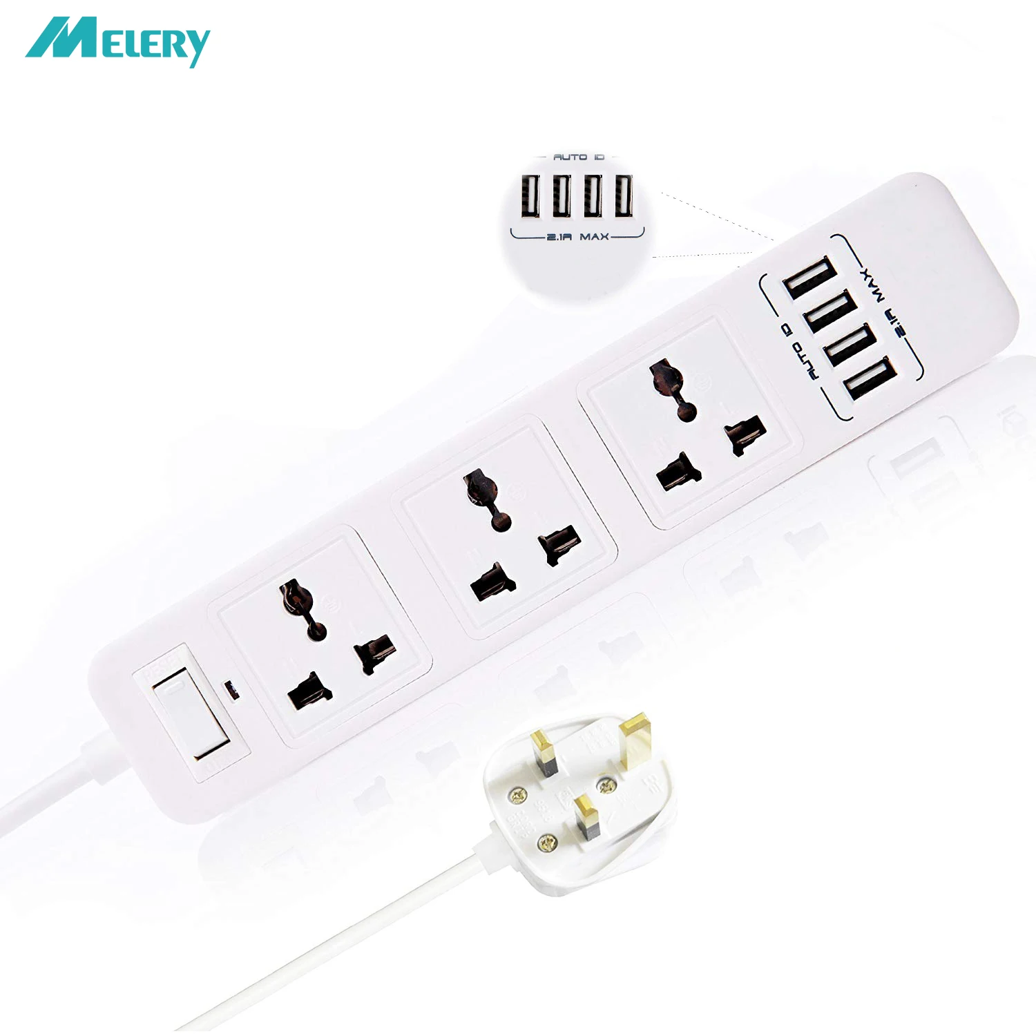 

Power Strip Surge Protector 3 AC Universal Socket with USB US/UK/EU/AU Plug Outlets 4 USB Charging Ports 2m Extension Cord