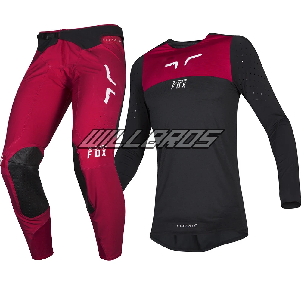 

High Quality!Delicate Fox Motorcycle 2019 Flexair Motocross Racewear Royl Flame Red Adult Jersey Pant Combo Bike Gear Set