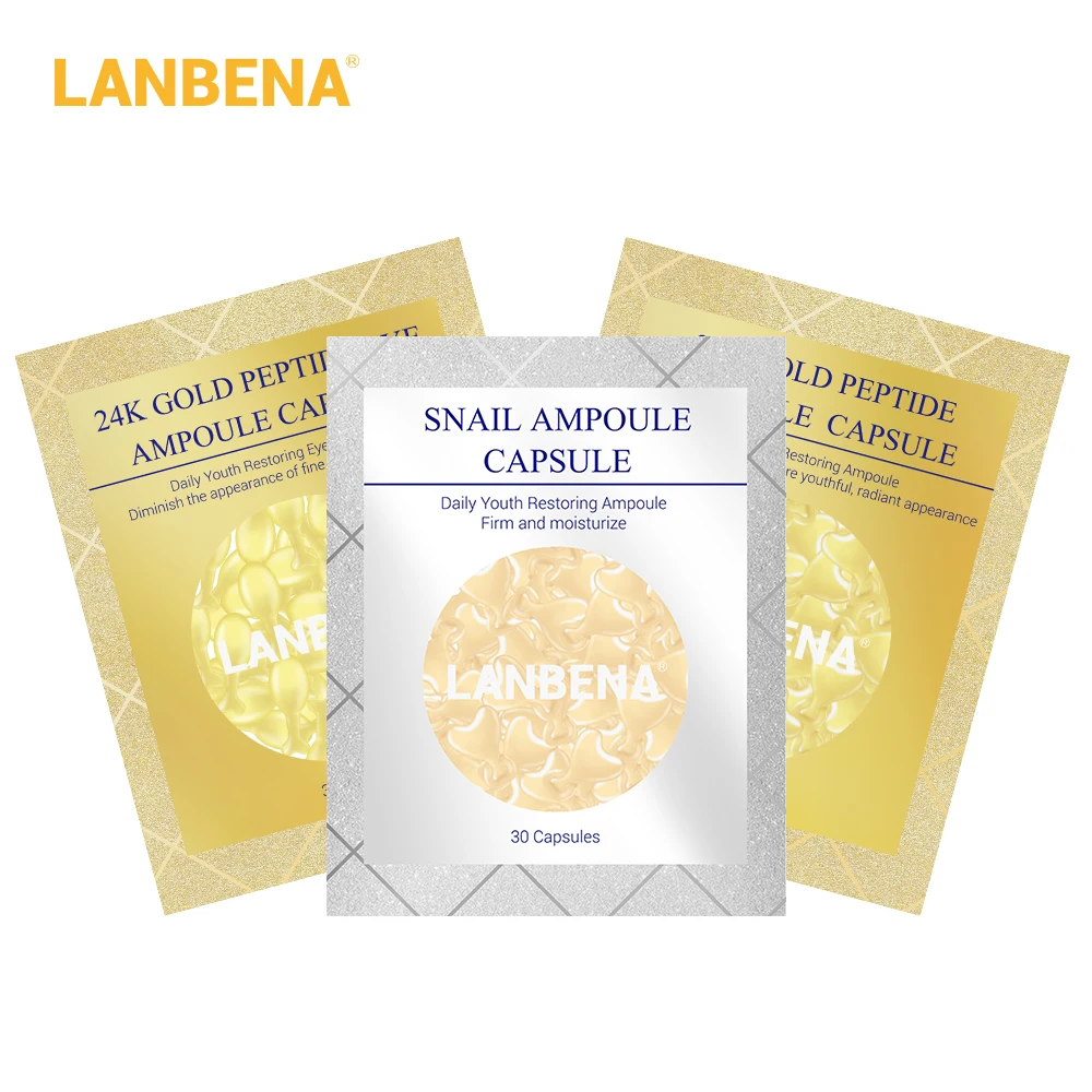 

LANBENA 24K Gold Peptide Wrinkles Ampoule Capsule Facial Serum Eye Cream Anti-Aging Whitening Acne Treatment Lifting 30 Grain