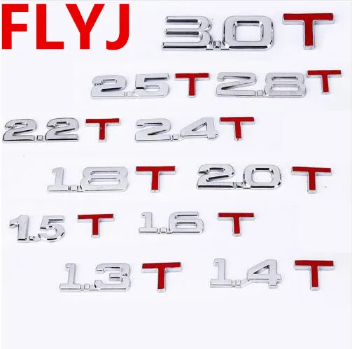 

Car Metal Chrome 3D 4WD Displacement 2.0 T 1.8 T 3.0 T Turbo Engine Rear Trunk Emblem Badge Decals Auto Tail Sticker