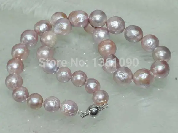 

FREE SHIPPING>>@> 00312 Rare 10-13mm near round purple nucleated freshwater pearl necklace NEW