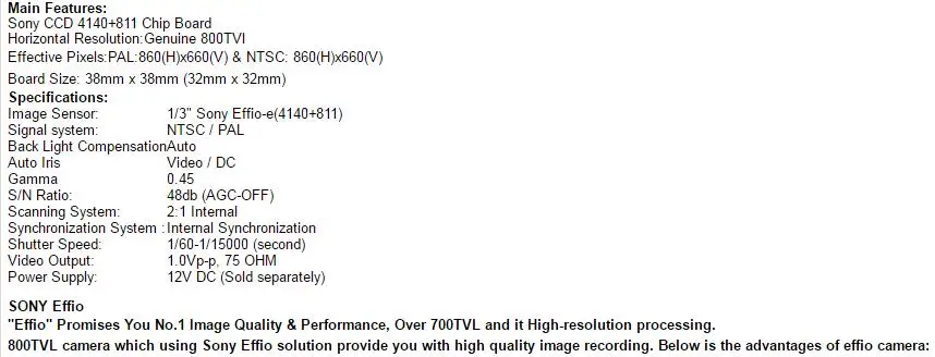 Широкоугольный стиль 1/" sony CCD Effio-e 800tvl простая hd камера чип модуль 2,8 мм 3.0mp объектив большой широкоугольный экранное меню