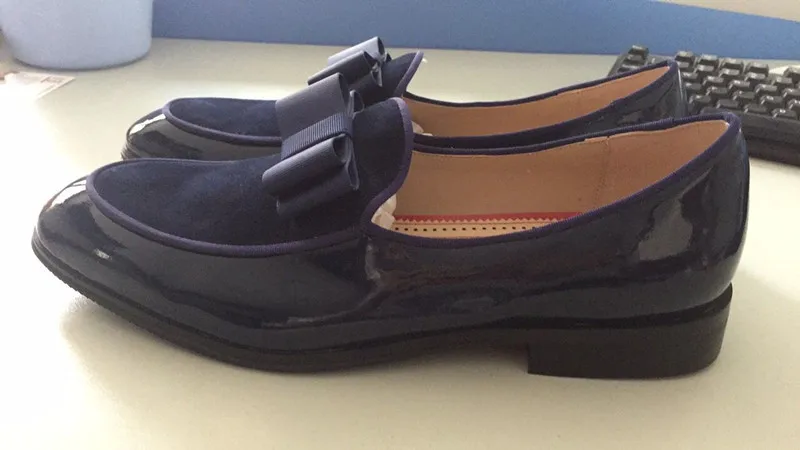 Qianruiti Claasic/Мужские модельные туфли с бантом; мужские туфли-Лоферы ручной работы из лакированной кожи для торжеств; белые туфли без шнуровки в бельгийском стиле; деловая обувь