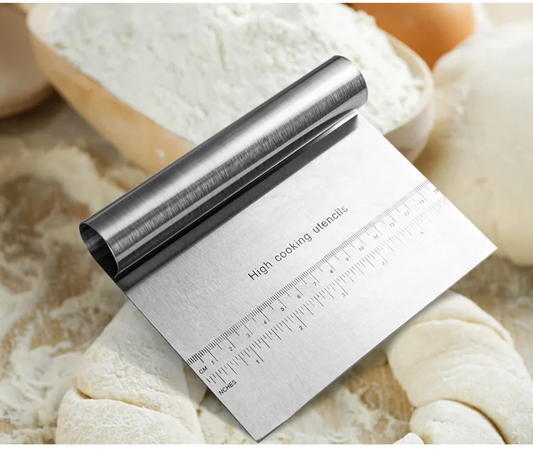 Stainless Steel Pizza Dough Scraper Cutter New Baking Tools With Measuring Scale & Sharp Edge Easy Chop Cookie Pastry (2)