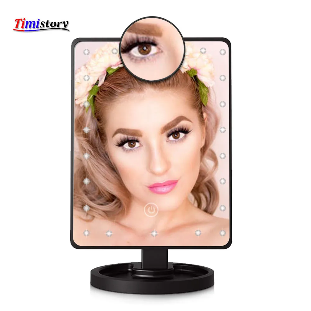 

LED Professional Lighted Makeup Mirrors With LED Light 16/22 Touch Screen Mirrors 180 Degree Adjustable Table Make Up Mirror
