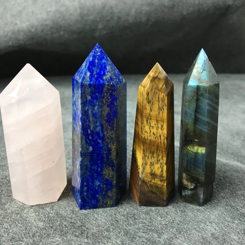 Natural quartz stone labradorite obelisk crystal wand point for healing stones (2)