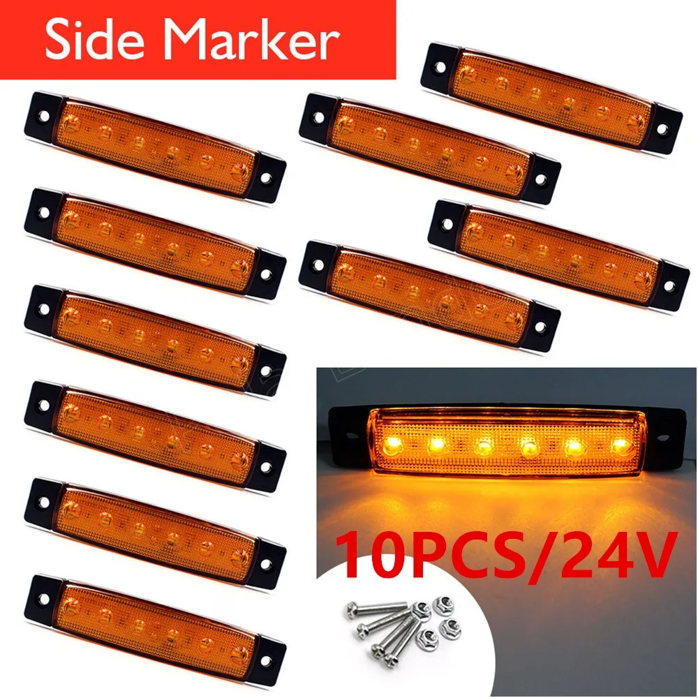10 Pieces 6 LED Car Truck Trailer Side Marker Indicators Lights Lamp