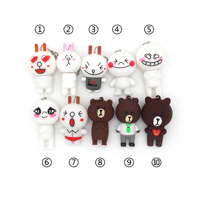 Cute Rabbit Usb Flash Drive 32GB 64GB Cartoon Bear Pen Drive 4GB 8GB 16GB Flash Usb
