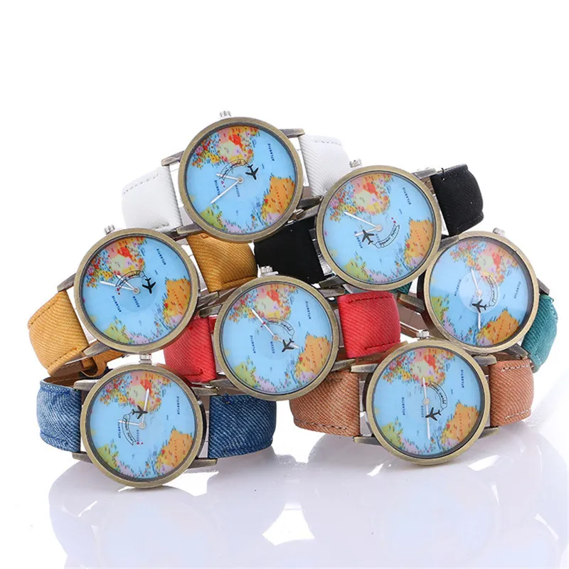 

BGB bronz dial watches luxury brand fabric floor map of the plane second hand jeans belt fashion of women men quartz watch hot