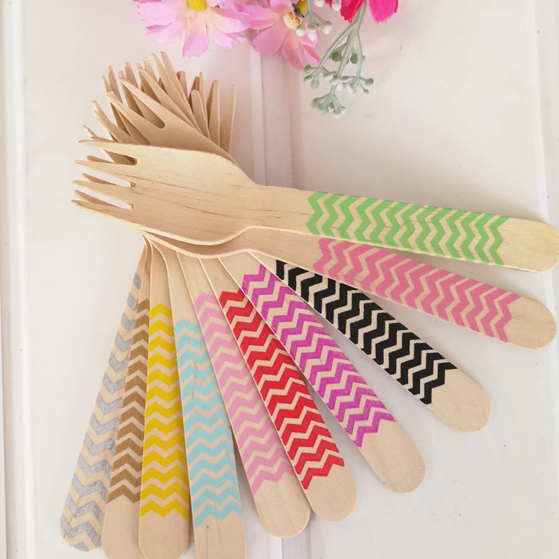 Disposable Wooden fruit fork Dessert Cocktail Fork Set Party Home Household Decor Tableware