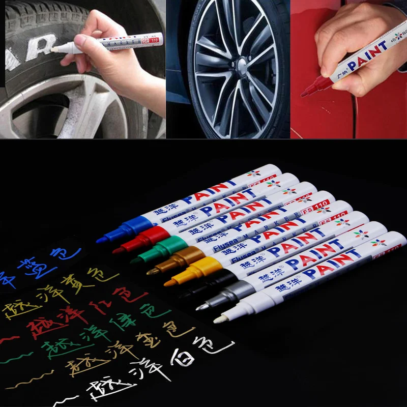 12 цветов, автомобильная сенсорная ручка, водонепроницаемая автомобильная шина, протектор для шин, маркер с перманентной краской, ручка Graffti, масляная ручка, автомобильные аксессуары
