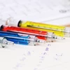 Stylo à bille seringue liquide, nouveauté, papeterie mignon, fournitures de bureau, cadeau pour enfant, 4 pièces/lot ► Photo 2/6