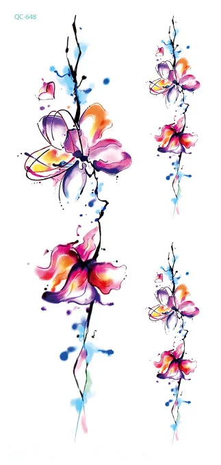 Цветок Наклейка с птицами 1 шт Поддельные Женщины Мужчины Сделай Сам хна для Боди арта татуировки дизайн бабочка рыба яркие Временные татуировки стикер съемный - Цвет: QC-648