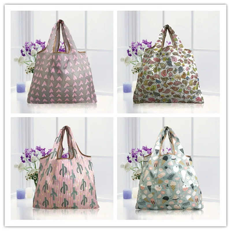 

Large Ice cream Fashion Foldable Reusable Eco Shopping Bag Tote Folding Pouch Handbags Convenient Large-capacity Storage Bags