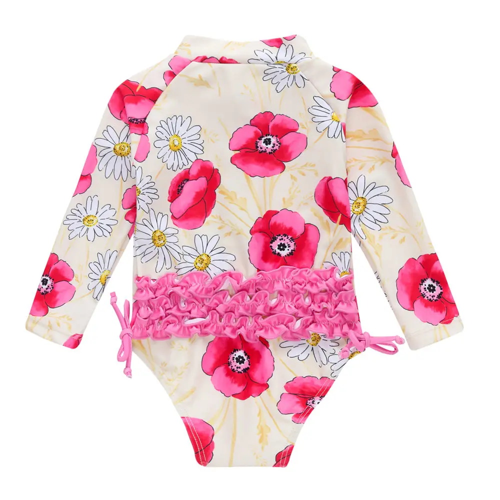 Kavkas/купальный костюм для новорожденных девочек, летний костюм с солнышком для маленьких девочек, купальник с длинными рукавами и принтом