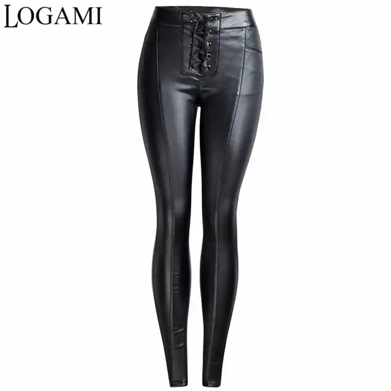 lace up front leather trousers