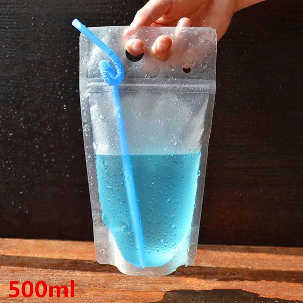 100pcs 300ml500ml Frosted Beverage Ziplock Bag Self sealed Liquid