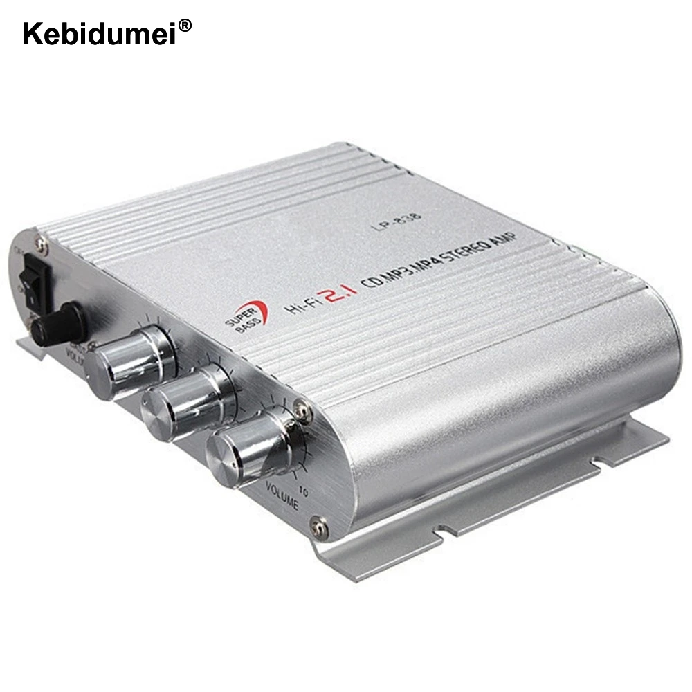 Kebidumei HiFi Amplifier LVPIN 12V 200W Audio Stereo Bass