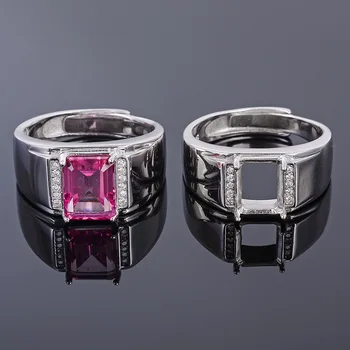

MeiBaPJ 6*8 Real Natural Pink Topaz Gemstone Men Ring or Empty Ring Support Real 925 Sterling Silver Fine Wedding Jewelry