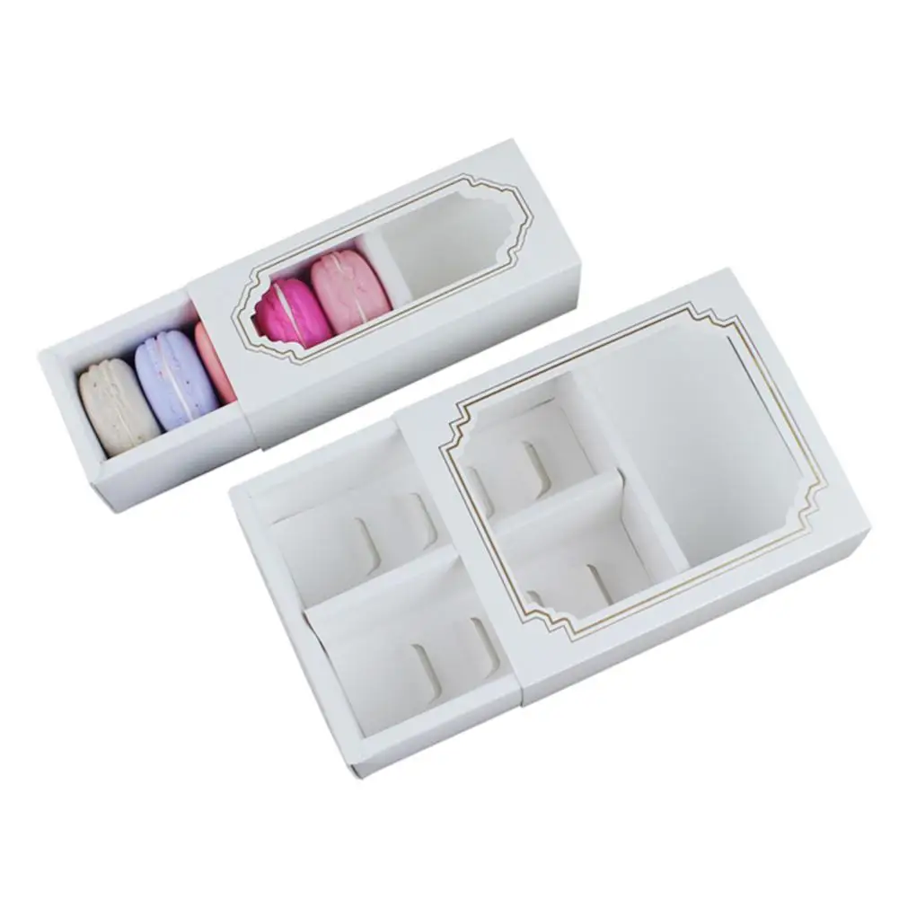 

10pcs 5/10 Grain Macarons Baking Box Drawer Type Snow Mei Niang Biscuit Cake Boxed Snack Biscuit Box Multi-purpose