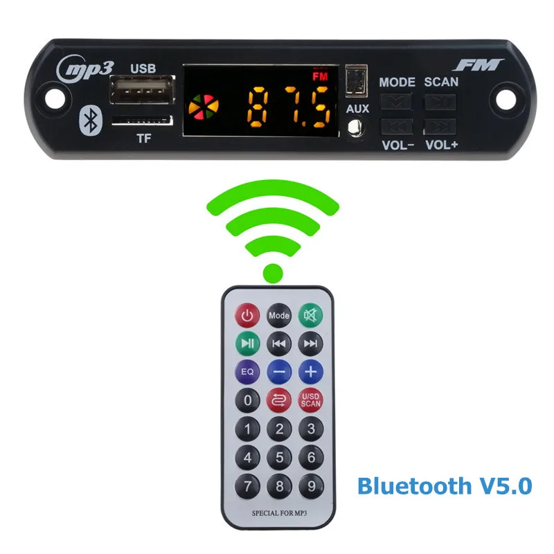 DIY Bluetooth V5.0 MP3 плеер беспроводной приемник 5 в 12 В Mp3 декодер доска автомобильный fm-радио модуль TF USB 3,5 мм AUX аудио адаптер