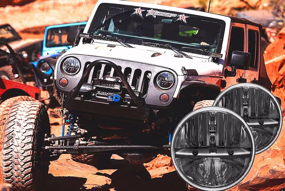 7 дюймов H4 светодиодный фары moto лампа с углом зрения &quotкруглые для Land Rover 90/110