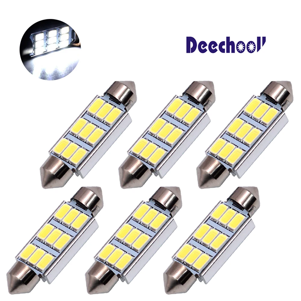 10PCS 36MM C5W LED Bulbs Super Bright White Festoon LED Car Light Canbus 12V 5050 3 SMD Chips LED Dome Light for European Car Interior Reading Tail Map License Plate Courtesy Lamps 6500K