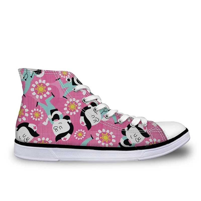 

THIKIN High-top Shoes Hot Sale Style with Nursing Bear Pattern Shoes Causal Flat Canvas Shoes Outdoor Lightweight Shoes