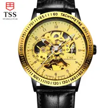 2016 Luxury tss gold watch men skeleton Stainless steel Automatic mechanical Sapphire glass waterproof watch relogio