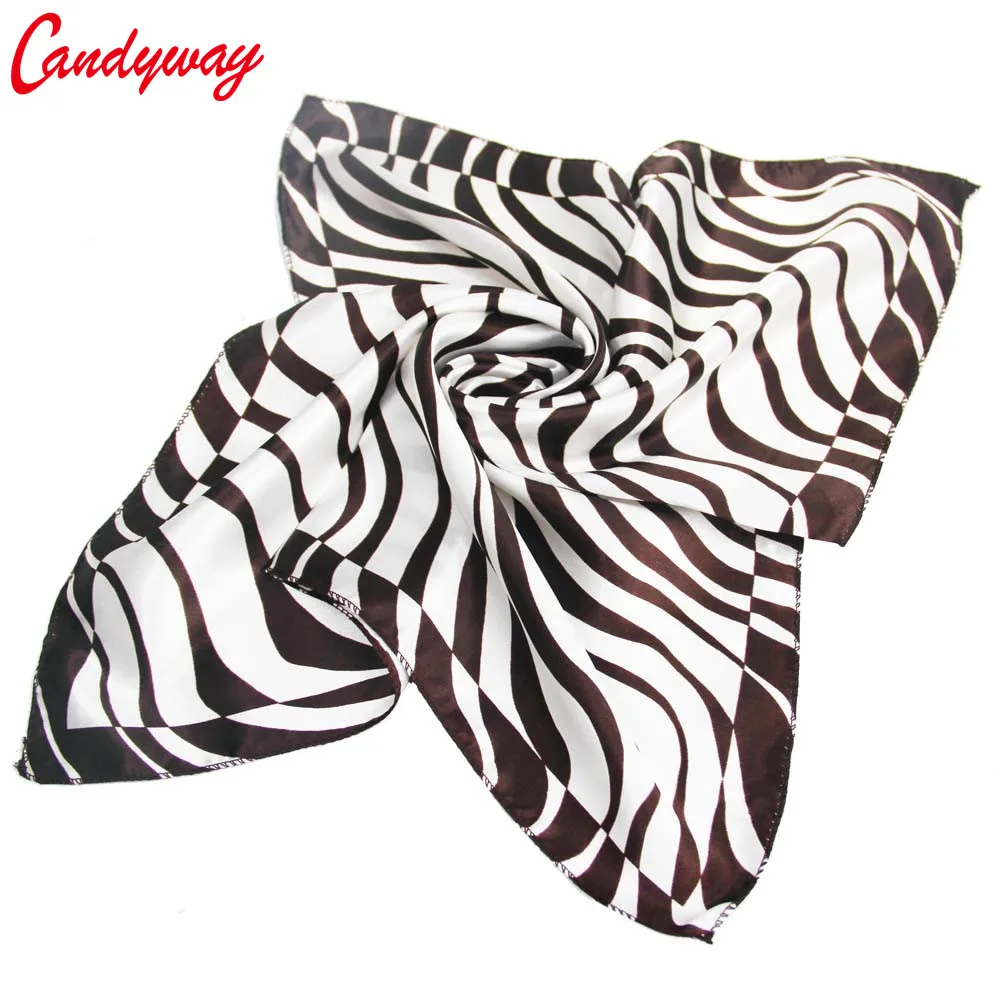 

2 Colors Silk scarf 50cm zebra scarf bandanas handkerchief neckerchief muffler headband small facecloth square b296