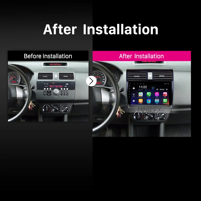 Sale Harfey Android 8.1/9.0 2Din 10.1" Car Radio For 2005-2007 2008 2009 2010 Suzuki Swift GPS Mutimedia Player Head Unit Wifi Audio 5