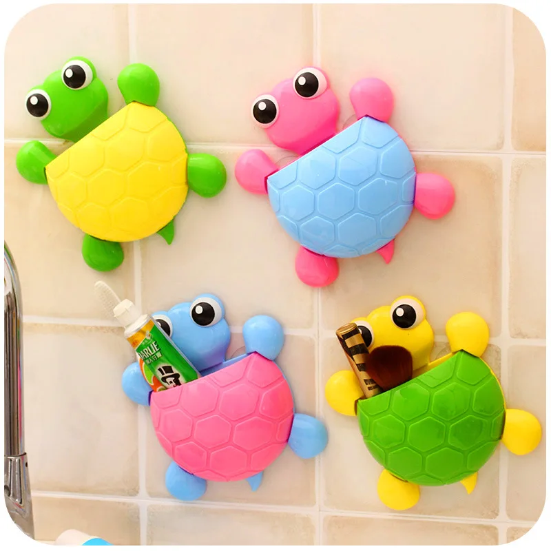 

Cute Cartoon Turtle Shape Strong Sucker Free Punch Toothbrush Toothpaste Holder Entrance key Storage Racks Pen Ruler Organizers