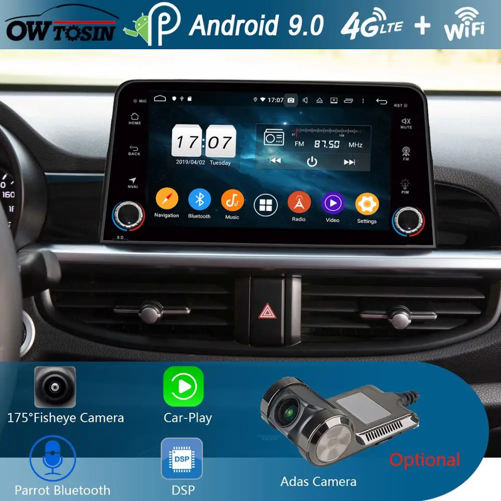 

1920*1080 8" IPS 8Core 4+64G Android 9.0 Car Multimedia Player GPS Radio Stereo For KIA Morning Picanto 2016 2017 2018 Parrot BT