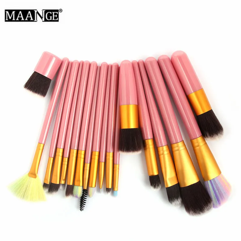 2019 MAANGE New 18pcs Cosmetic Makeup Brush Blusher Eye Shadow Brushes Set Kit Foundation Powder Eyelash Make Up H303326 | Красота и