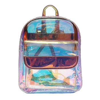 

Sell at a loss! Women Girls Transparent Laser Small Backpack Clear PVC School Book Bag Girl Mini Bookbag