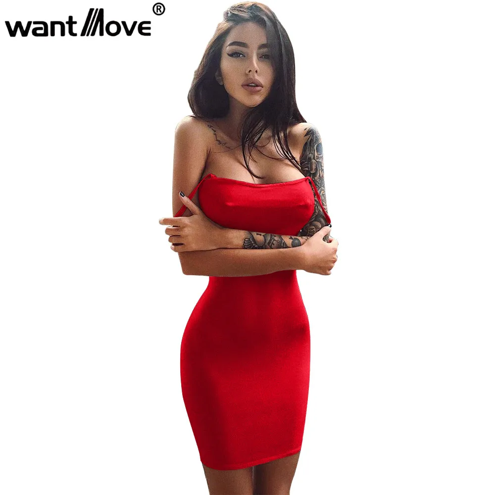 Wantmove/платье, модное мини-платье для женщин, на тонких бретелях, сексуальная клубная одежда, для вечеринки, элегантное платье для женщин JZ214 - Цвет: red short