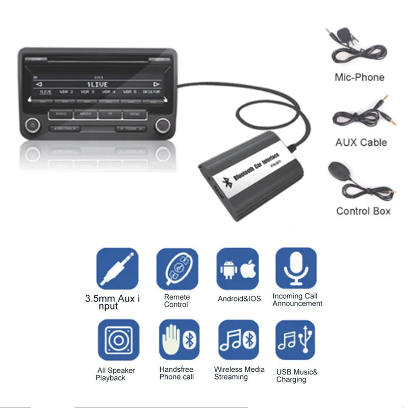 

Car Bluetooth A2DP MP3 Adapter AUX USB Handsfree Car Kit Music Charging For Toyota Lexus Scion OEM Radios Fit Navigation System