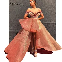 Sparkly Hi-Lo Celebrity Dresses Off-Shoulder Backless Sexy Long Evening Red Carpet Runaway Gowns With Flowers вечернее плат