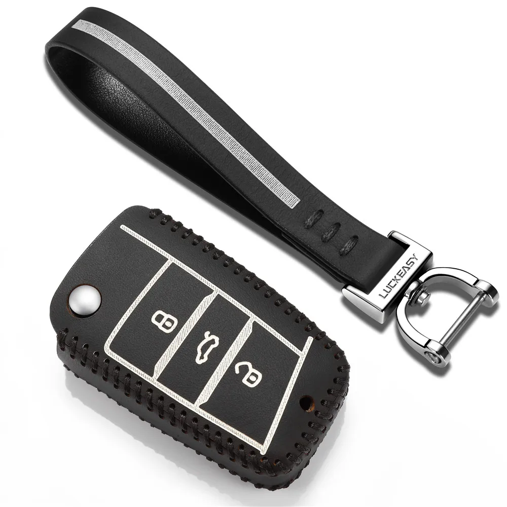 Для volkswagen tiguan L TERAMONT Автомобильный ключ крышка 3 кнопки Топ Кожаный чехол для ключей/держатель vw