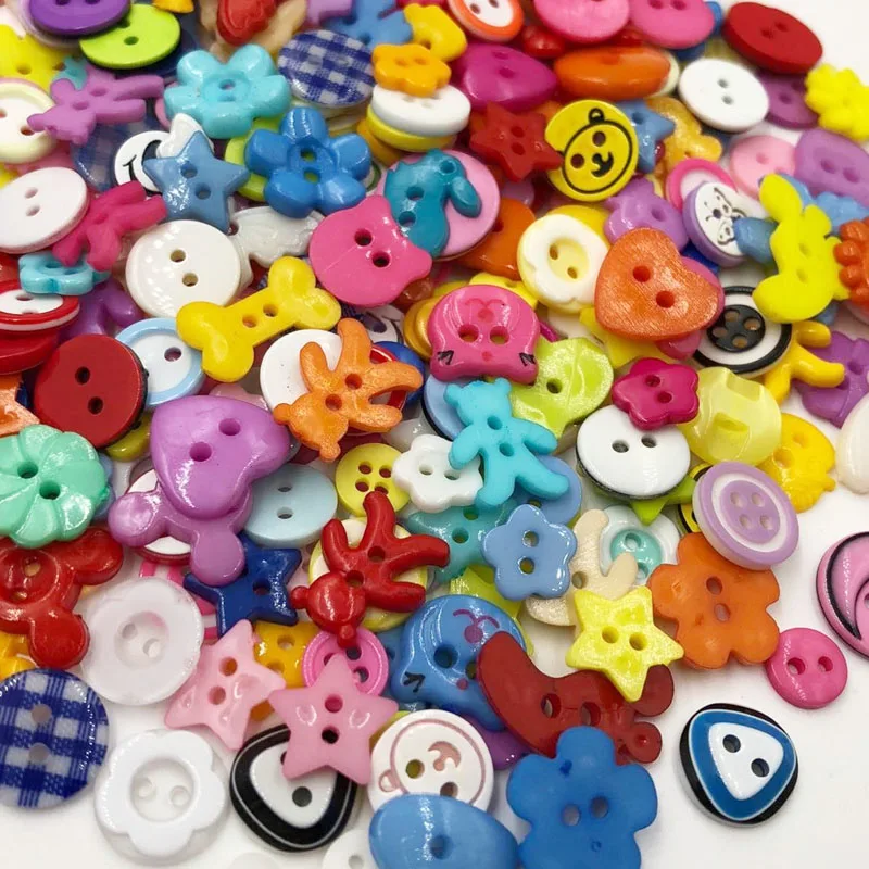 100pcs Lots mix Assort Plastic Buttons Scrapbooking Sewing Craft Appliques PT98