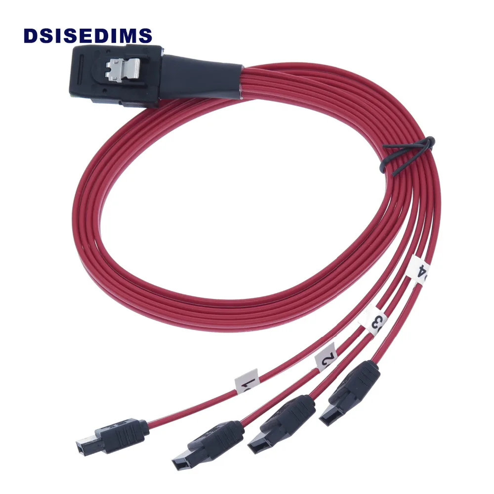 Internal Red Color Mini SAS Cable Mini SAS 4i 36 Pin SFF 8087 to 4 SATA