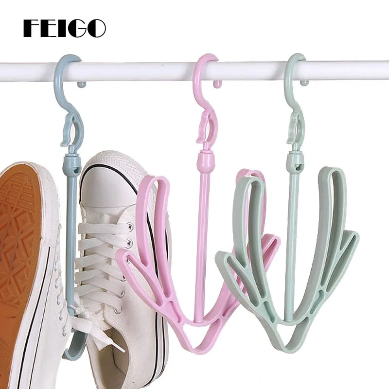 FEIGO متعددة الأغراض حذاء رف شماعات شرفة شماعات هوك في الهواء الطلق الرياح هوك تخزين الرأسي شماعات تجفيف رف الأحذية خزانة F744