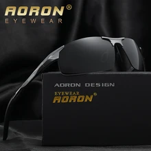 AORON Aluminum Magnesium Men's Sunglasses Polarized Coating Mirror Sun Glasses oculos Male Eyewear Accessories For Men 8177