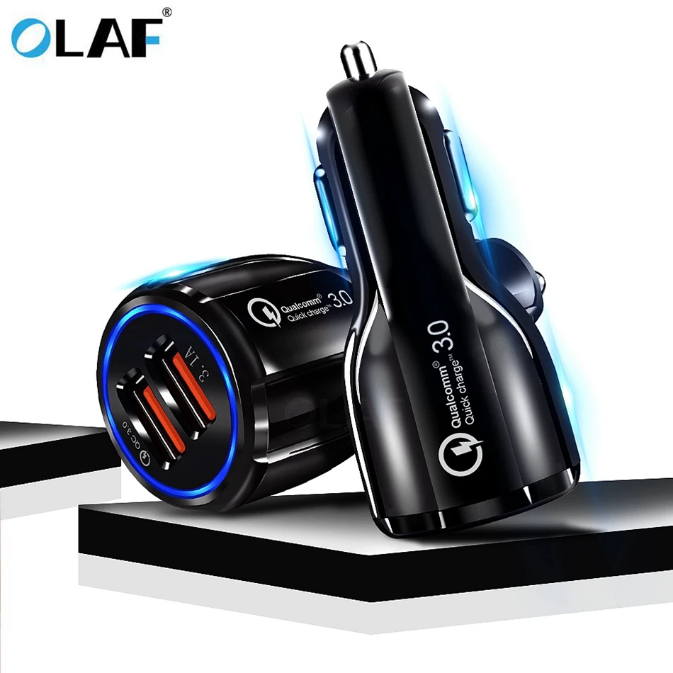 أولاف سيارة شاحن يو اس بي سريعة تهمة 3.0 2.0 الهاتف المحمول شاحن 2 منفذ USB سريع سيارة شاحن آيفون سامسونج اللوحي سيارة- شاحن