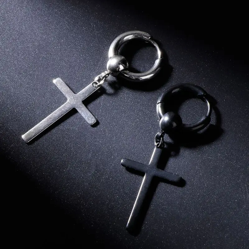 

ANGELADY 1PC Chic Earrings Korea Kpop Jewelry Cross Pendant Dangle Charm Gifts Party Fashion V DNA Women Men Accessories