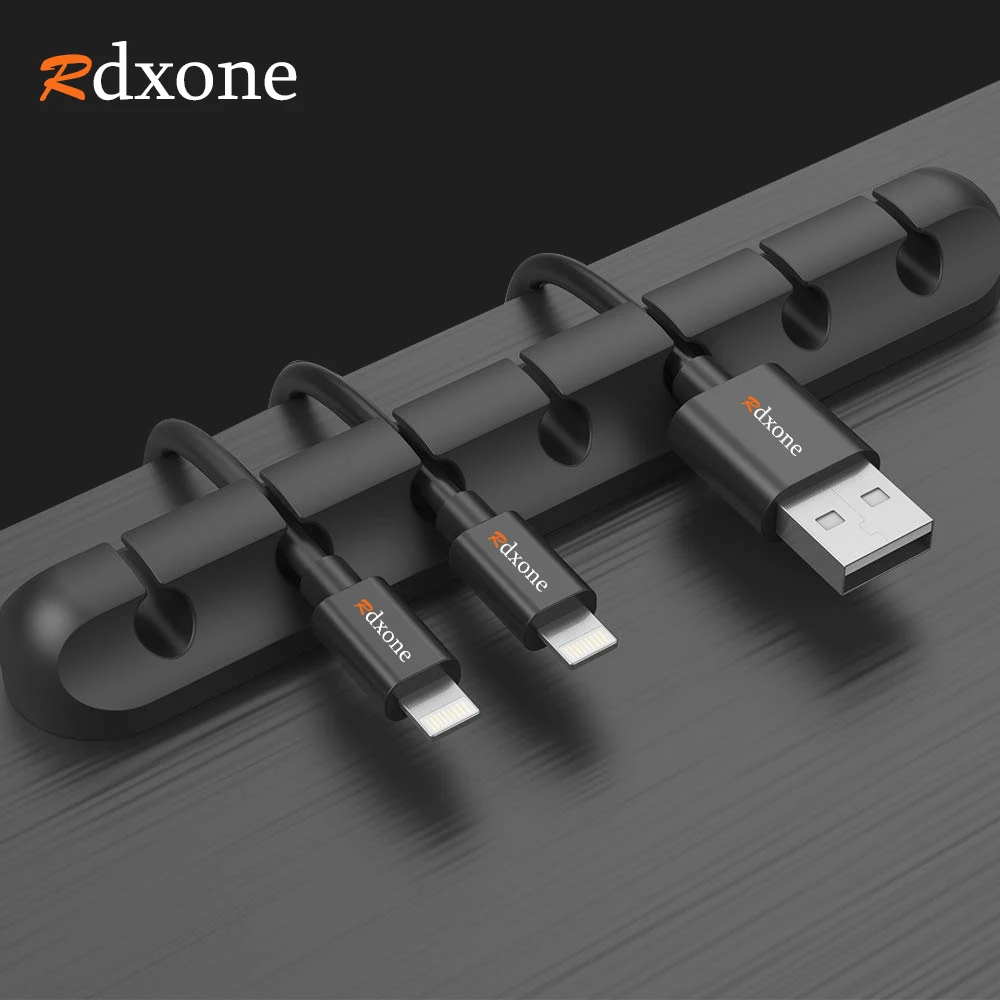 Rdxone, 5 шт., USB устройство для сматывания кабеля, настольный аккуратный Кабельный органайзер, зажимы для управления, держатель кабеля для мыши, наушников, наушников