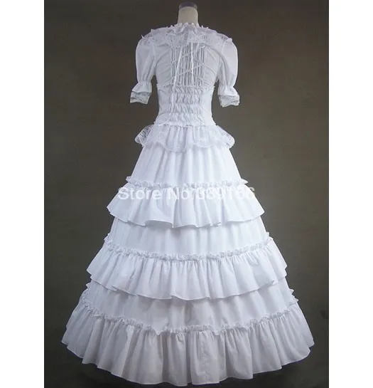 Чисто белое многослойное длинное готическое платье "Виктория"