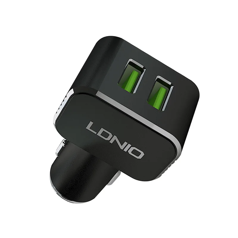 

LDNIO 2 USB Port Car Charger For Mobile Phone 5V/3.6A Car Cigarette Lighter Charger Adapter With Micro/Lightning USB Cable