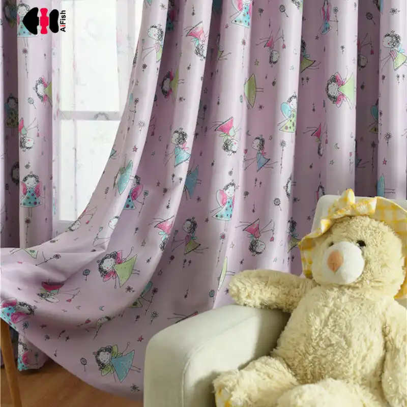 Cartoon Angel Printed Curtains For Children S Room Cute Girl Baby